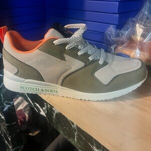 Scotch & Soda Men's Olive and Orange Sneakers